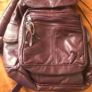 Vintage maroon leather backpack
